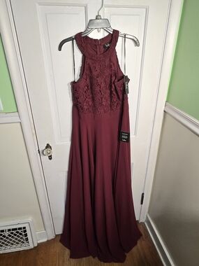 Lulu's Burgundy Lace Halter Maxi Dress Size XL